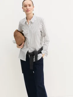 Camicia a maniche lunghe in misto cotone - BIANCO LANA