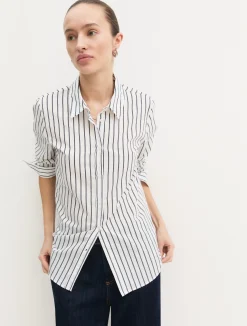 Camicia a maniche lunghe in misto cotone - BIANCO LANA