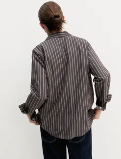 Camicia a maniche lunghe in misto cotone - TESTA DI MORO