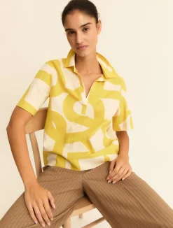 Camicia a polo in cotone e lino - SENAPE