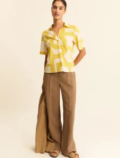 Camicia a polo in cotone e lino - SENAPE