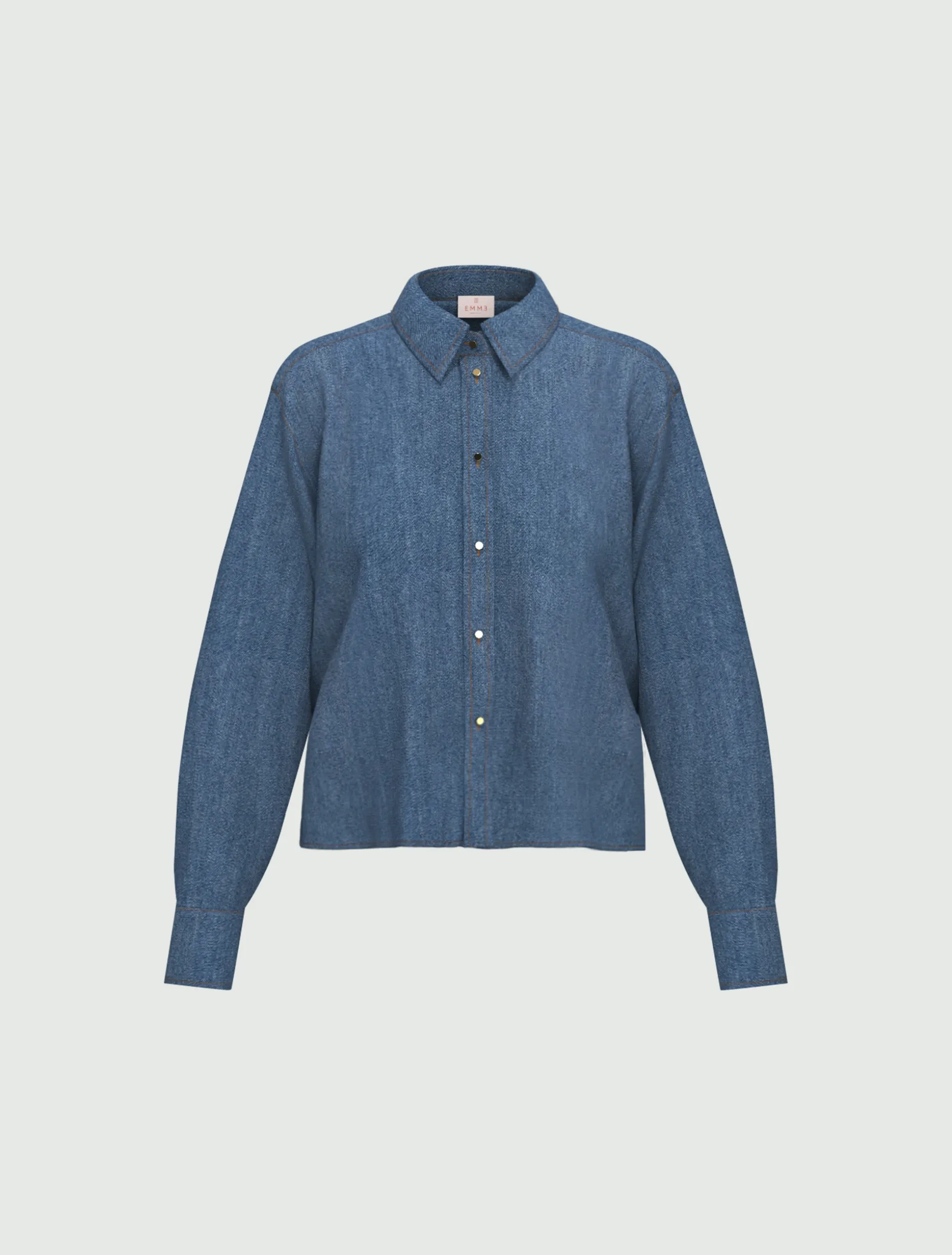 Camicia boxy con retro in pizzo - BLU