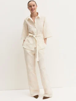 Camicia con cintura abbinata - PANNA