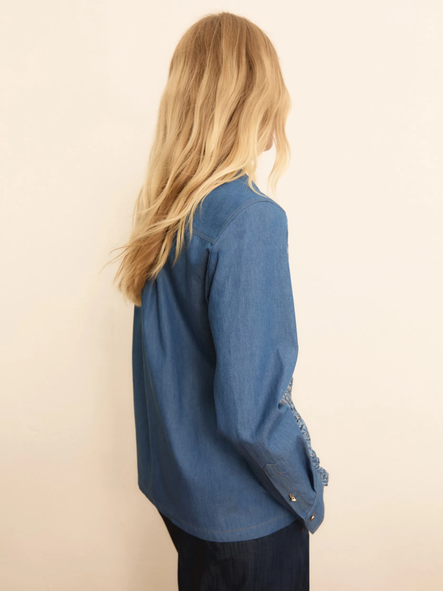 Camicia con davanti in pizzo - BLU