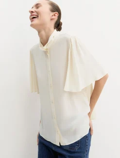 Camicia con maniche a corolla - AVORIO
