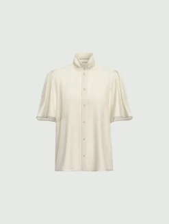 Camicia con maniche a corolla - AVORIO