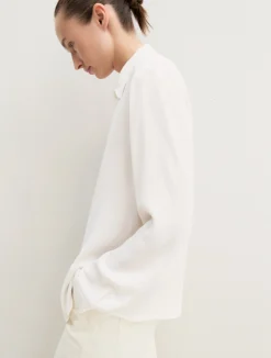 Camicia dritta in misto seta - BIANCO LANA