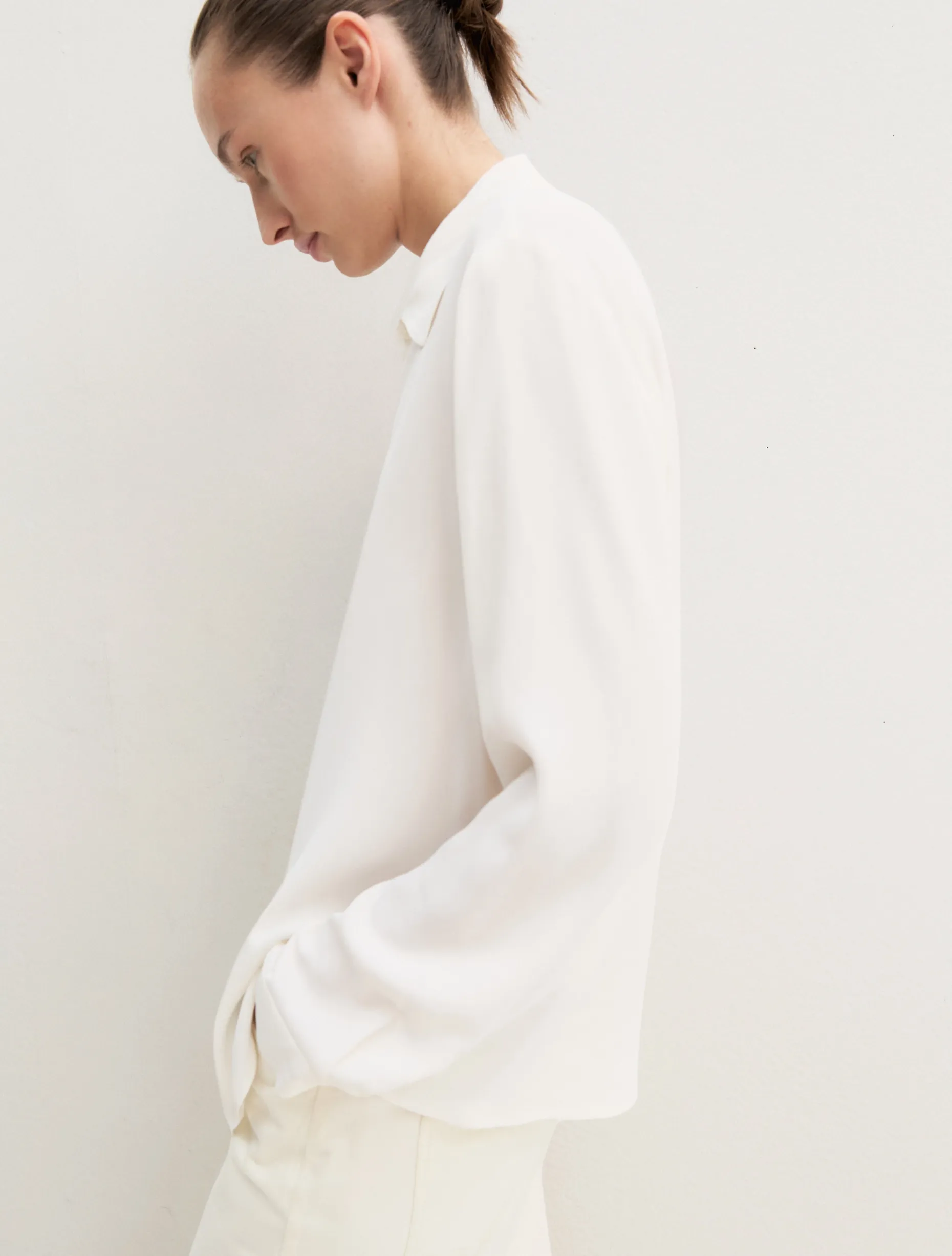 Camicia dritta in misto seta - BIANCO LANA