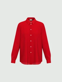 Camicia in misto seta - ROSSO