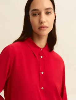 Camicia in misto seta - ROSSO