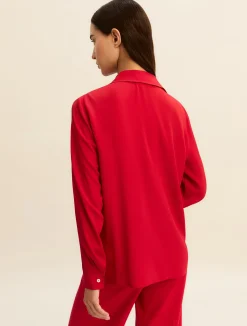 Camicia in misto seta - ROSSO