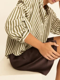 Camicia in misto viscosa - VERDE MILITARE