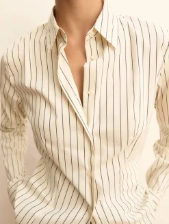 Camicia in popeline stretch - BLU