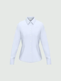 Camicia in popeline stretch - AZZURRO