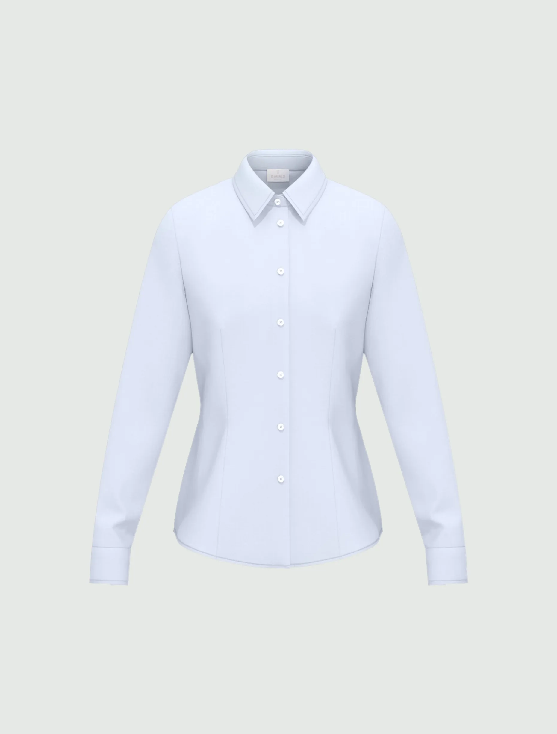 Camicia in popeline stretch - AZZURRO