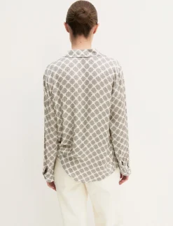 Camicia in raso stampato - BIANCO LANA