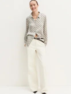 Camicia in raso stampato - BIANCO LANA