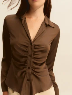Camicia in raso stretch - KAKI