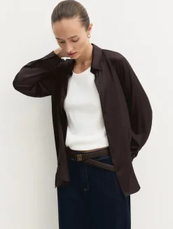 Camicia in raso stretch - TESTA MORO