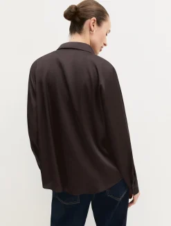 Camicia in raso stretch - TESTA MORO