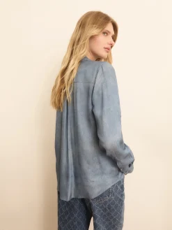 Camicia in twill effetto denim - INDACO