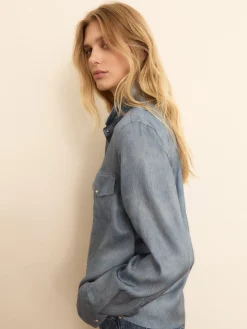 Camicia in twill effetto denim - INDACO