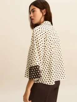 Camicia in twill stampato - BIANCO LANA