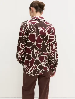 Camicia in twill stampato - MARRONE