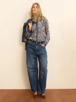 Camicia in viscosa stampata - BLU