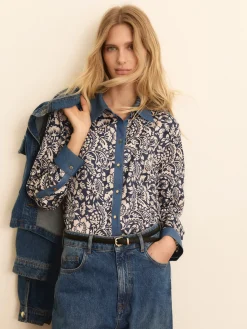 Camicia in viscosa stampata - BLU