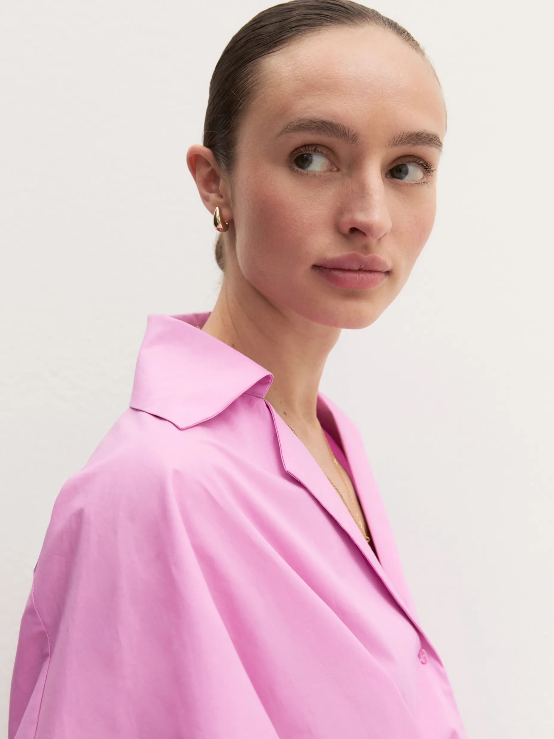 Camicia over con nastro - ROSA INTENSO
