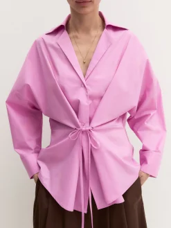 Camicia over con nastro - ROSA INTENSO