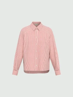 Camicia ampia in popeline stretch - ROSSO