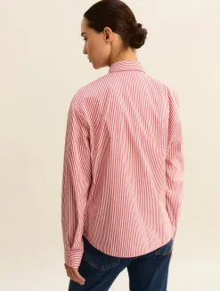 Camicia ampia in popeline stretch - ROSSO