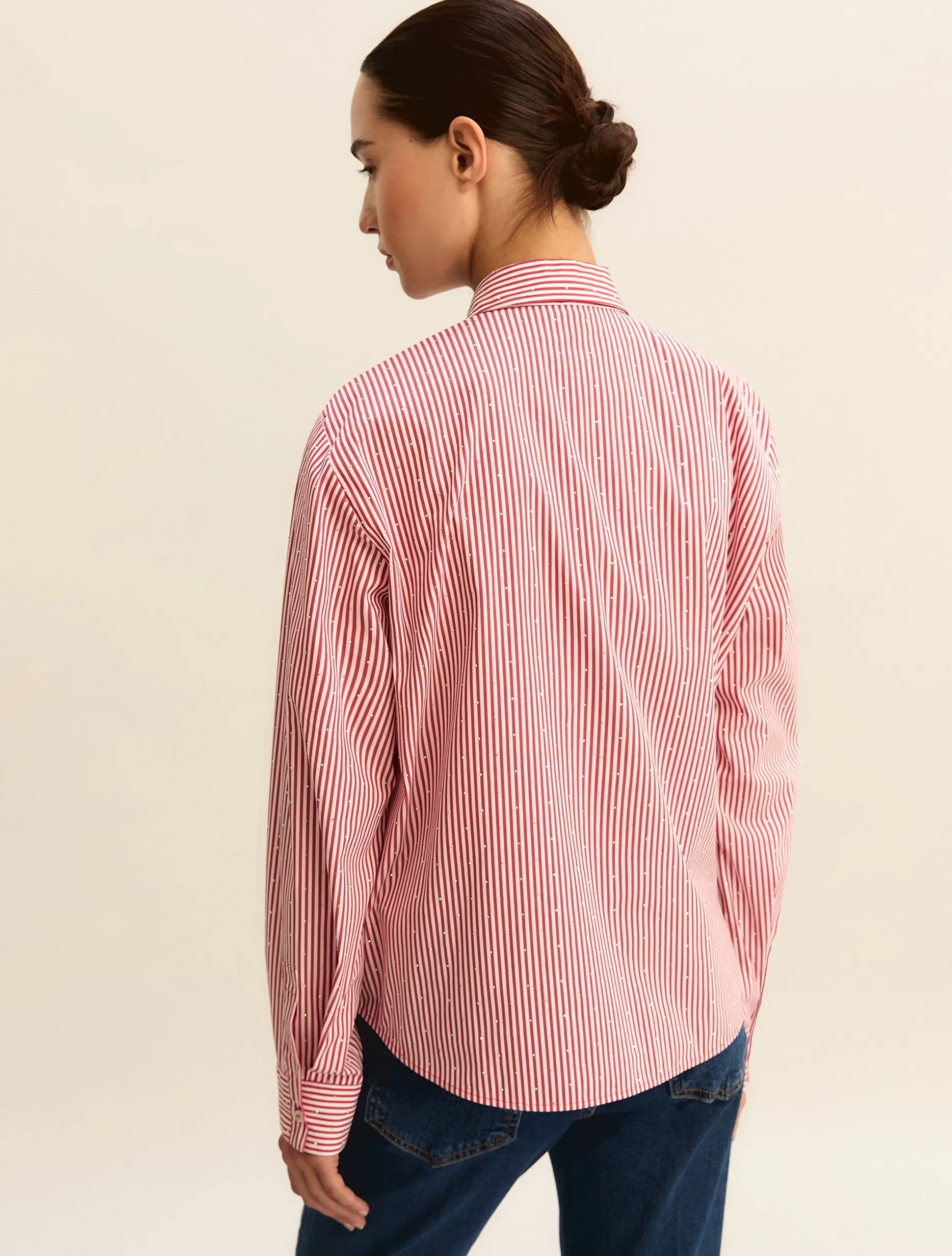 Camicia ampia in popeline stretch - ROSSO