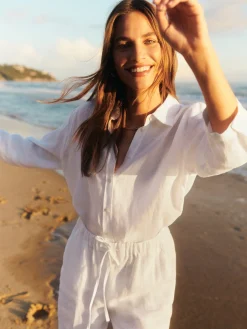 Camicia in tela di puro lino - BIANCO