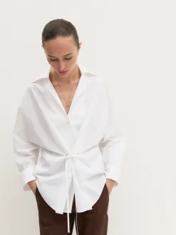 Camicia over con nastro - BIANCO