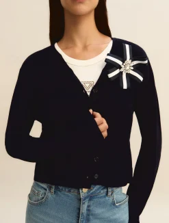 Cardigan corto in viscosa stretch - BLU