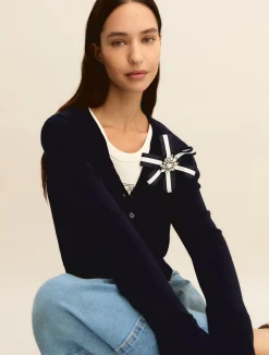 Cardigan corto in viscosa stretch - BLU
