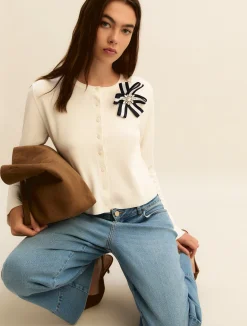 Cardigan corto in viscosa stretch - BIANCO