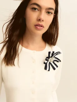 Cardigan corto in viscosa stretch - BIANCO