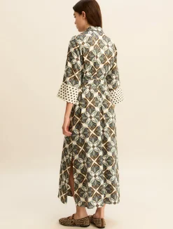Chemisier a manica tre quarti in twill - BIANCO LANA