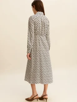 Chemisier in twill stampato - BIANCO