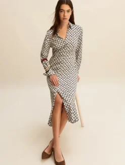 Chemisier in twill stampato - BIANCO