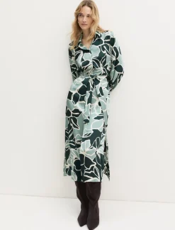 Chemisier in twill stampato - VERDE OPALE