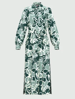 Chemisier in twill stampato - VERDE OPALE