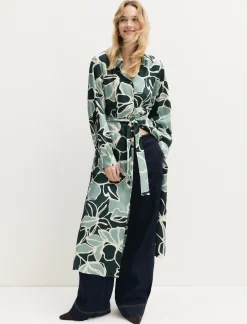 Chemisier in twill stampato - VERDE OPALE