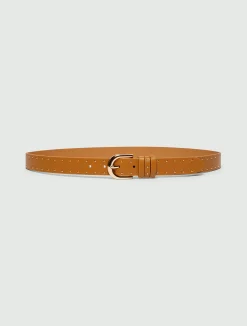 Cintura con micro borchie - CAMMELLO