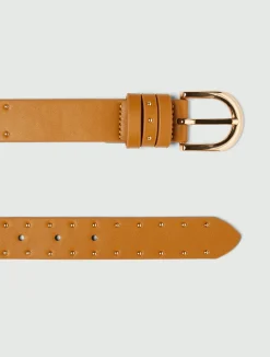 Cintura con micro borchie - CAMMELLO