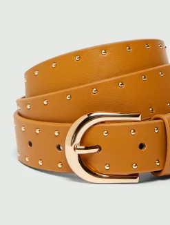 Cintura con micro borchie - CAMMELLO